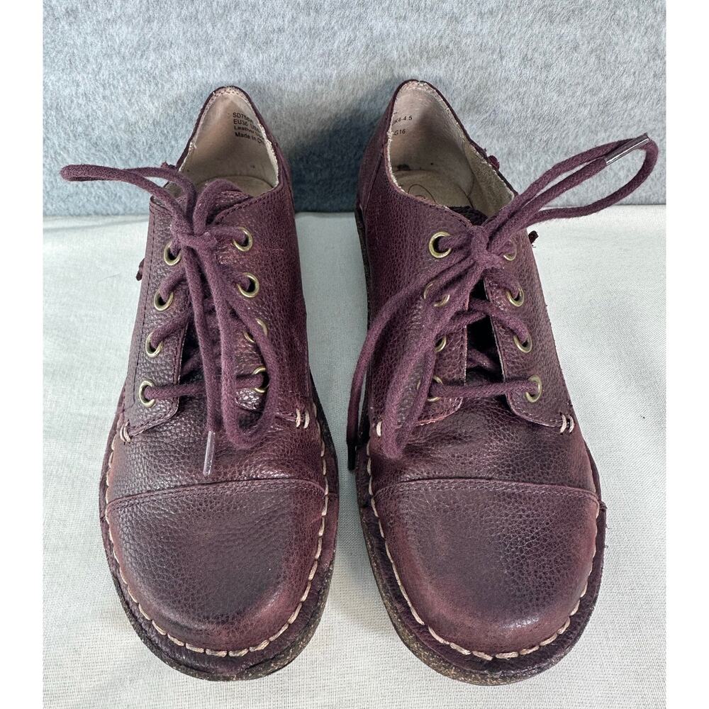 Aetrex Women's sz 36 EU (6-6.5 US) Burgundy Oxford Leather Lace Up Wedge Sneaker - Picture 3 of 11